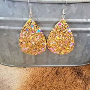 Faux leather teardrop earrings